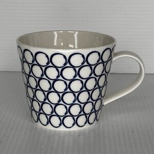 Royal Doulton Pacific Circles Blue White Coffee Cup Mug 3.5" Tall, 12 oz.